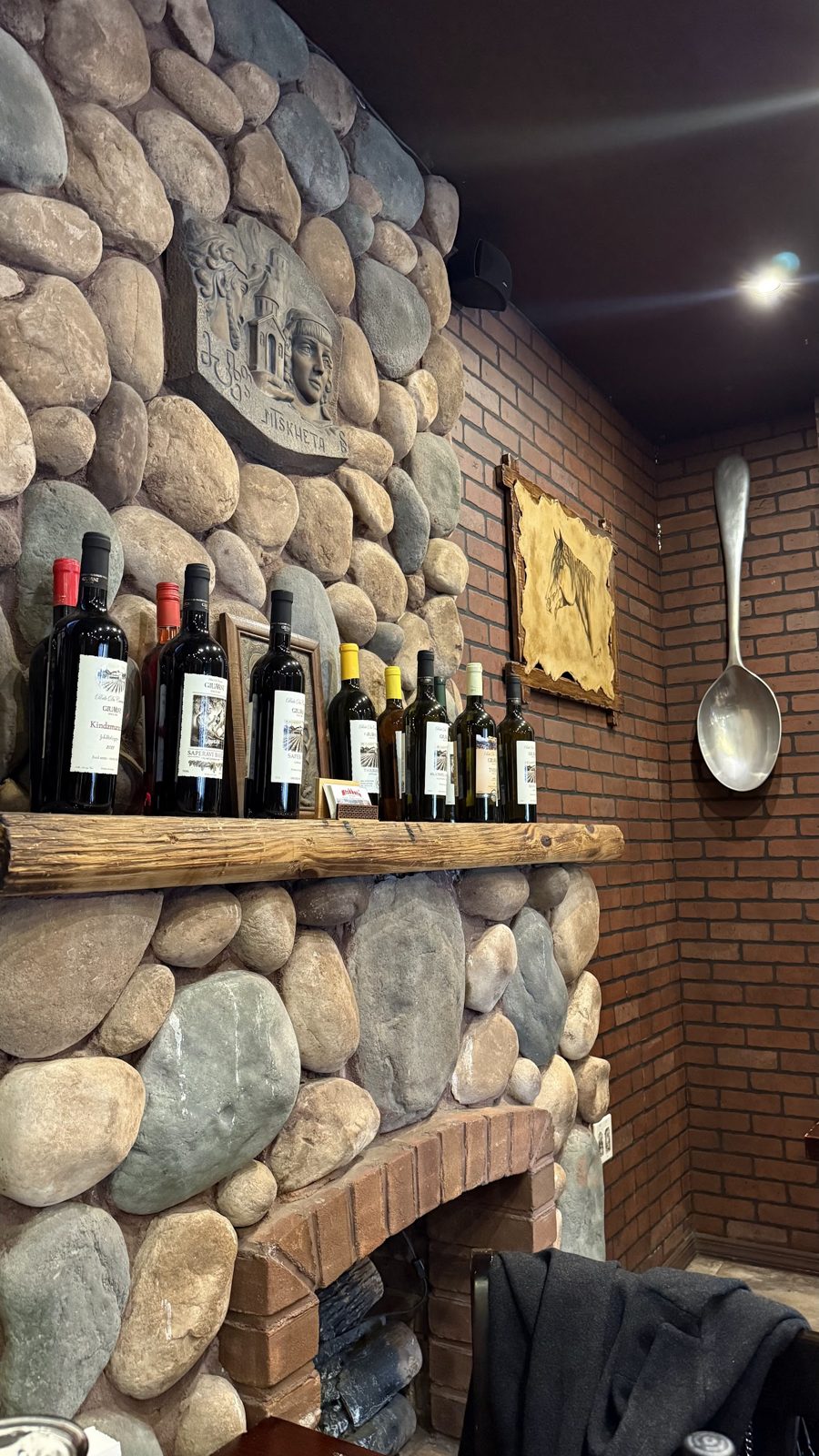 Stone fireplace and wine at Mtskheta
