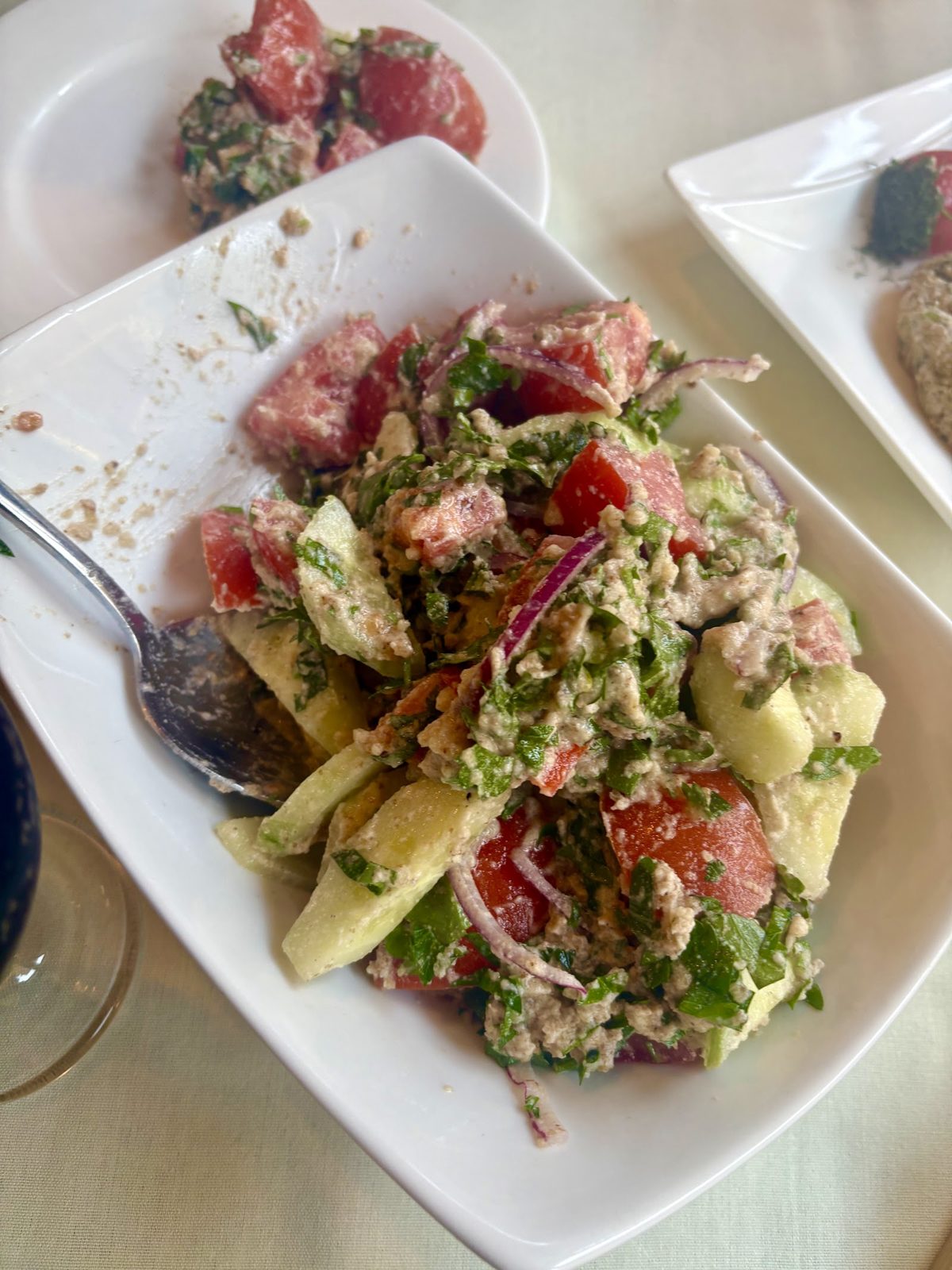 Tomato and cucumber walnut salad